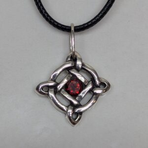 Knotted circle garnet pendant