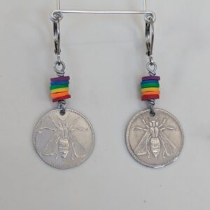 Honey Bee Pride bead earrings