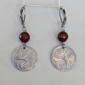 Spirals & Whale Tails and carnelian bead earrings