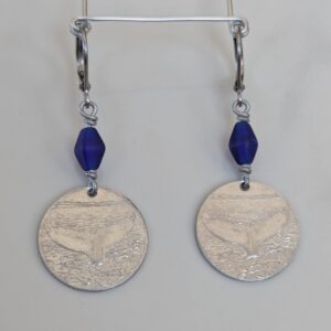 Whale tail (Photon) with cobalt glass bead earrings