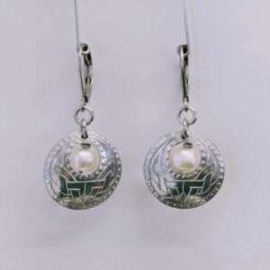 Lunar shield with freshwater pearl earrings